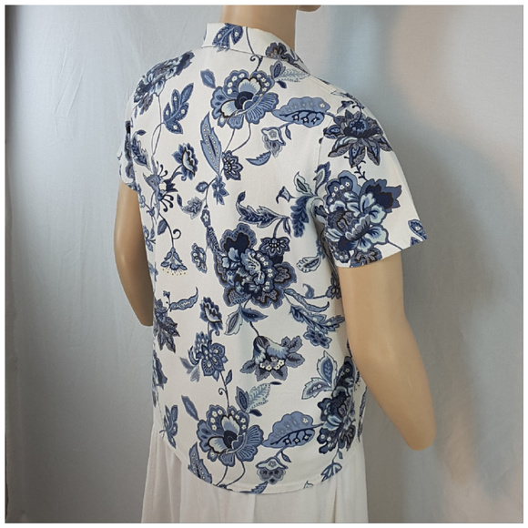 SUSAN GRAVER, Denim Floral Top, size XLarge XL X-L - Picture 6 of 8